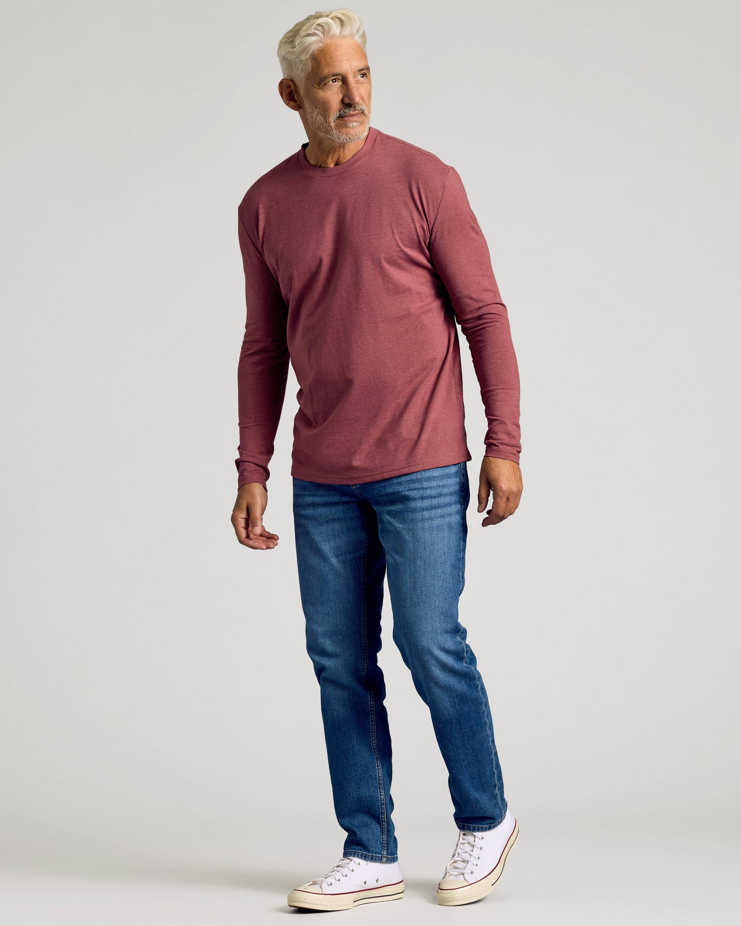 Dark Heather Rustic Apple Classic Long Sleeve Crew Neck
