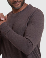 Heather Dark Oak Classic Long Sleeve Crew Neck