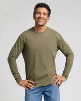 Heather Military Green Classic Long Sleeve Crew Neck