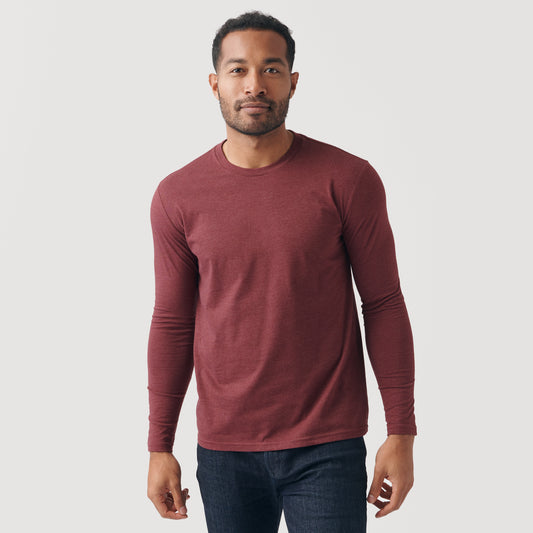 Heather Burgundy Crew Neck Long Sleeve