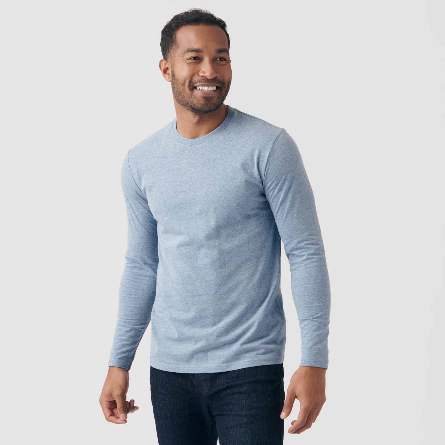 Heather Indigo Classic Long Sleeve Crew Neck