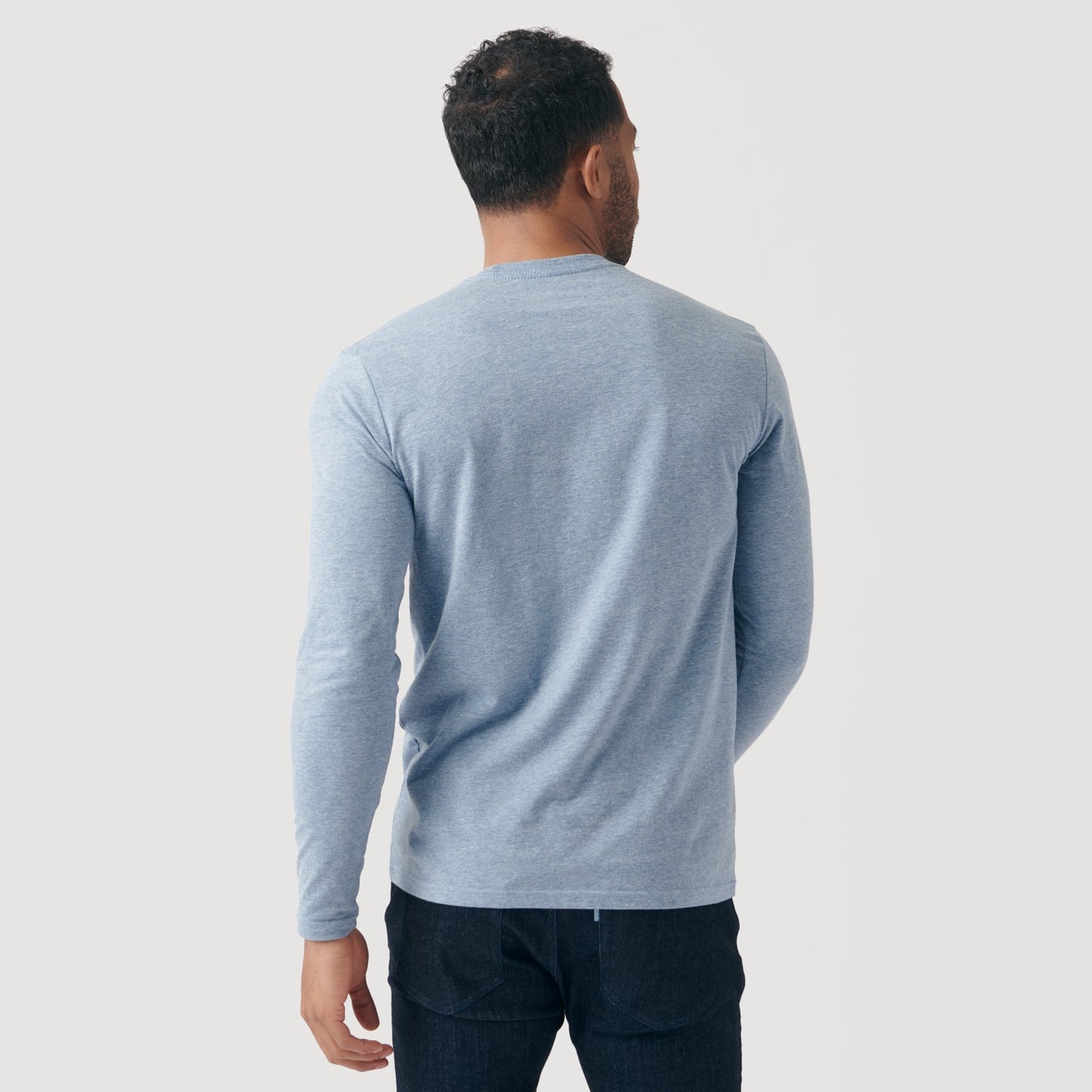 Heather Indigo Classic Long Sleeve Crew Neck