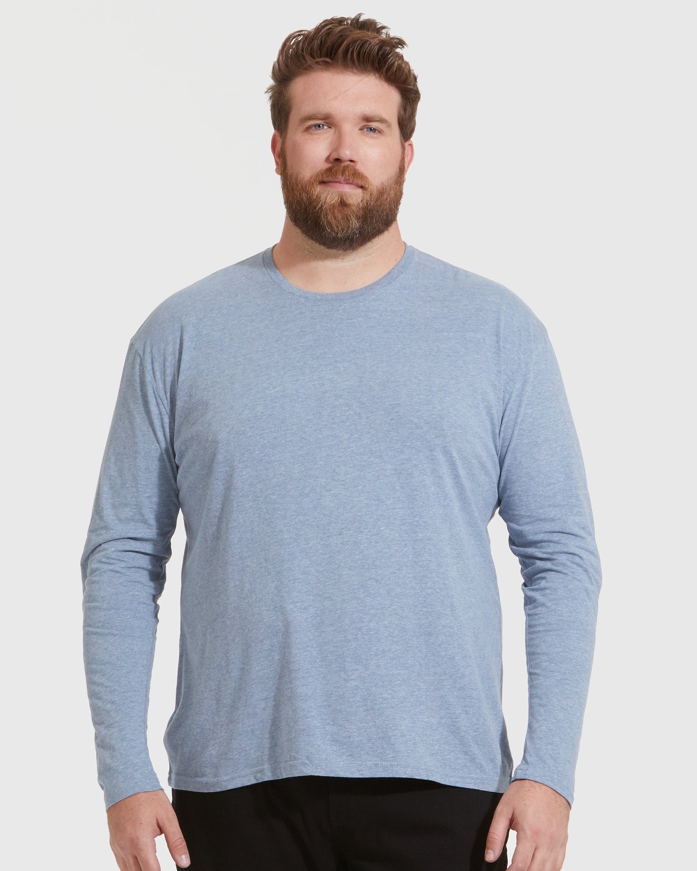 Heather Indigo Classic Long Sleeve Crew Neck