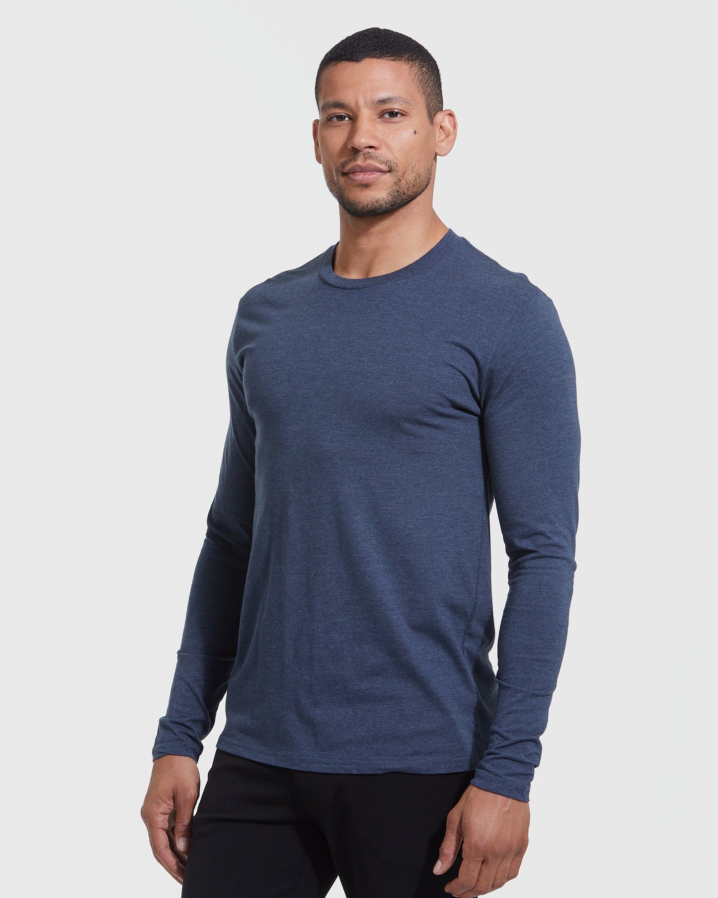 Heather Navy Classic Long Sleeve Crew Neck