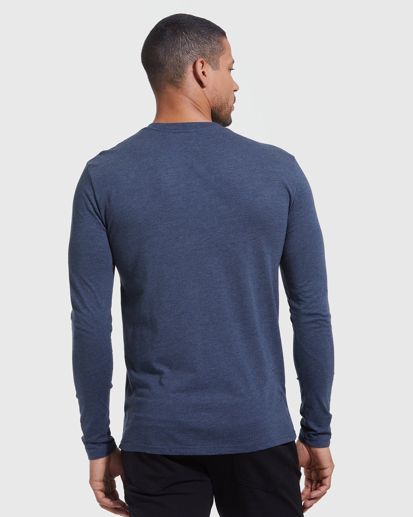 Heather Navy Classic Long Sleeve Crew Neck