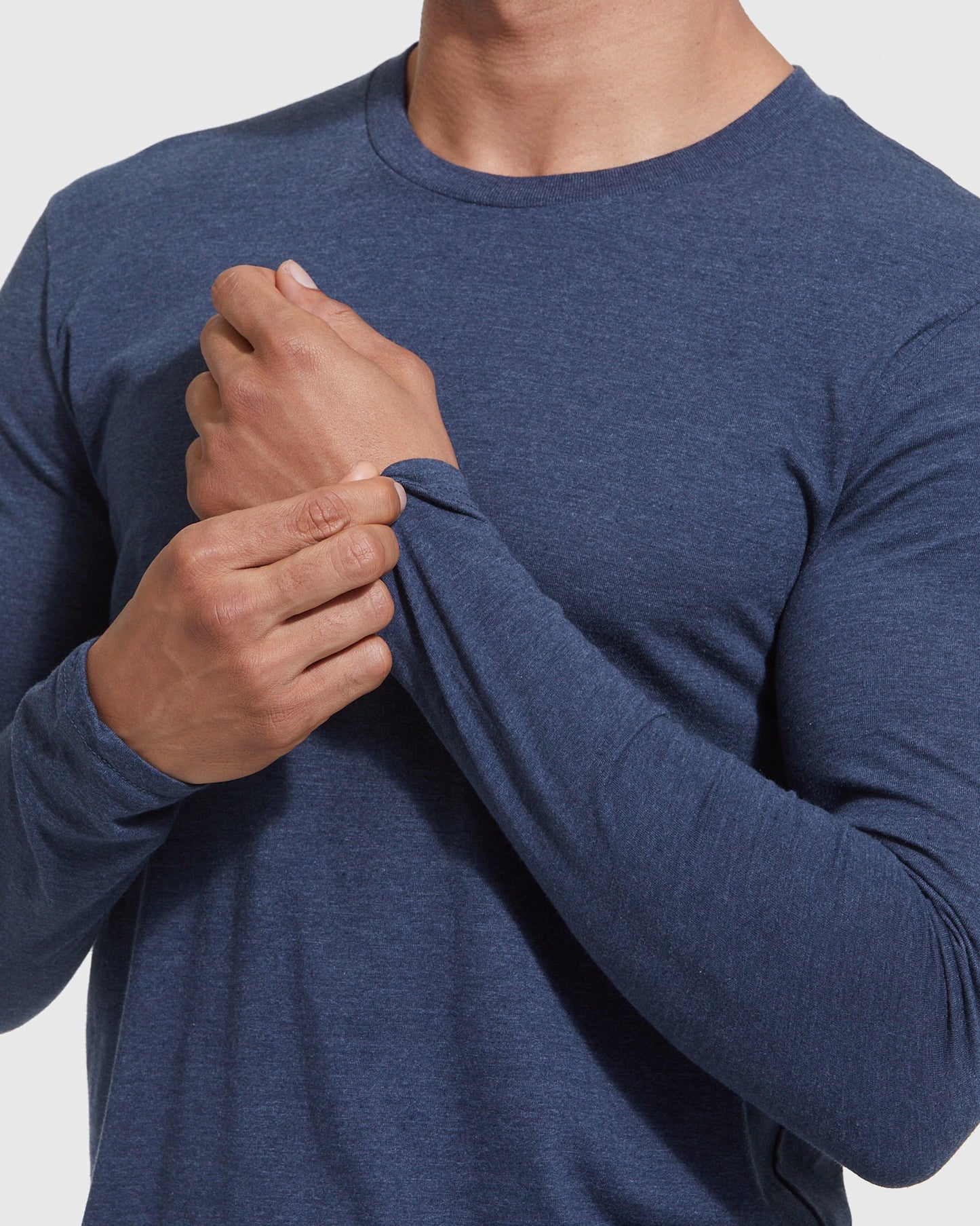 Heather Navy Classic Long Sleeve Crew Neck