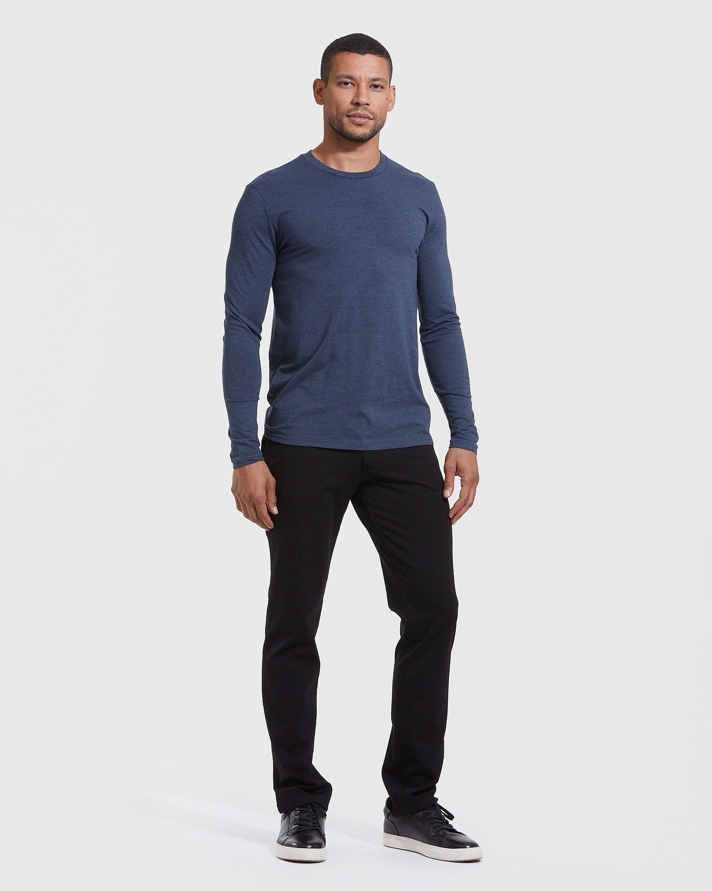 Heather Navy Classic Long Sleeve Crew Neck