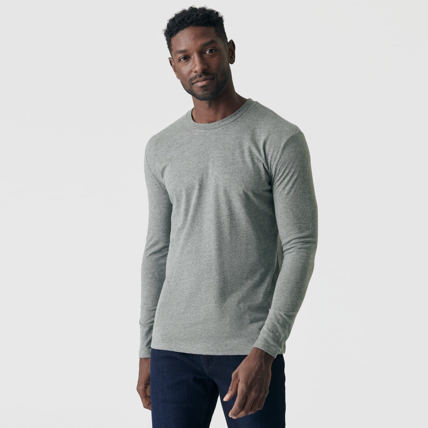 Heather Hunter Green Long Sleeve Crew Neck Tee