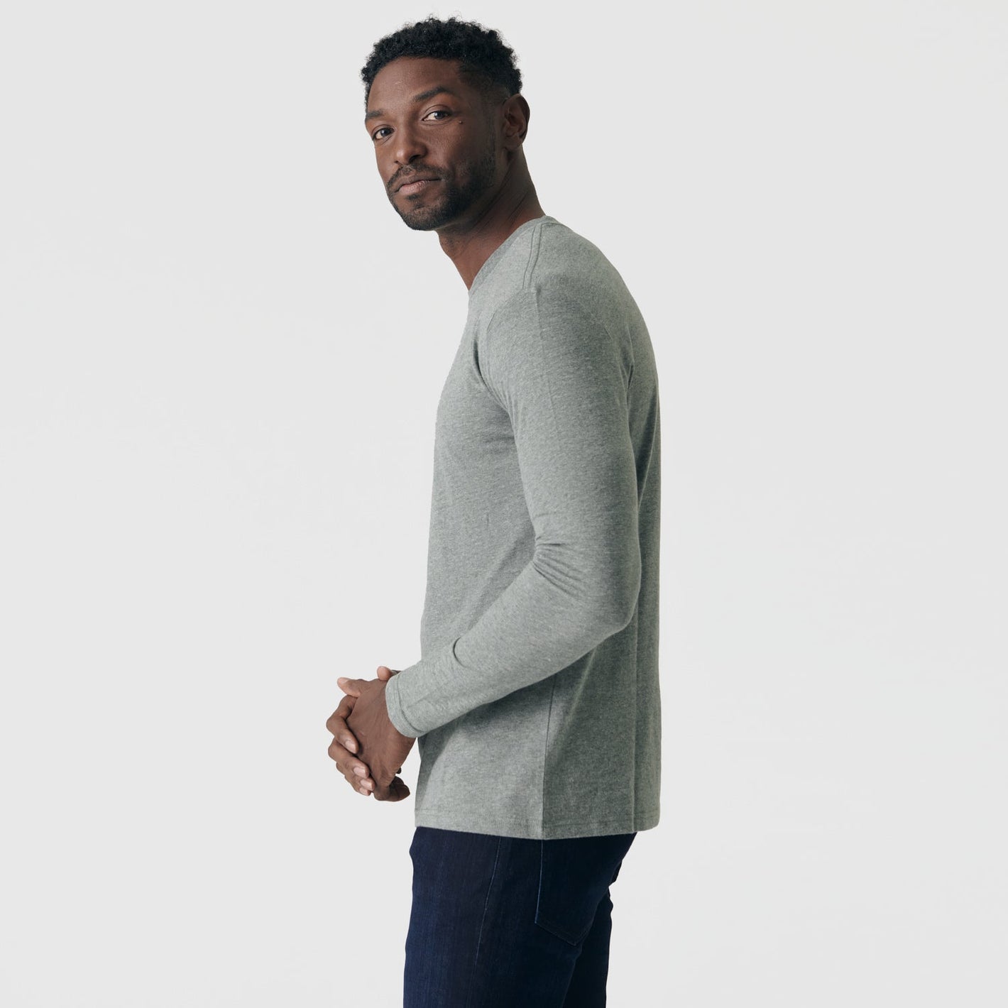 Heather Hunter Green Long Sleeve Crew Neck Tee