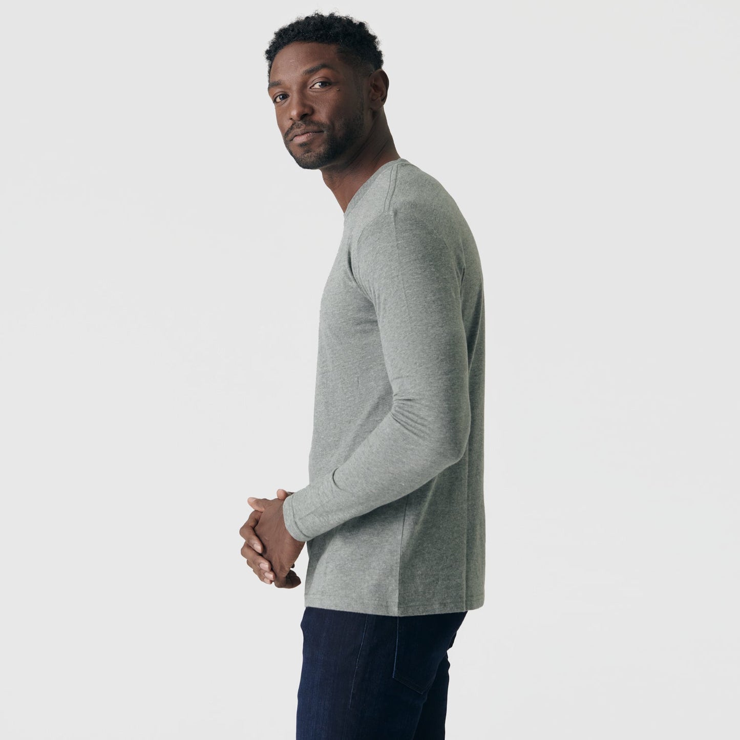 Heather Hunter Green Long Sleeve Crew Neck Tee