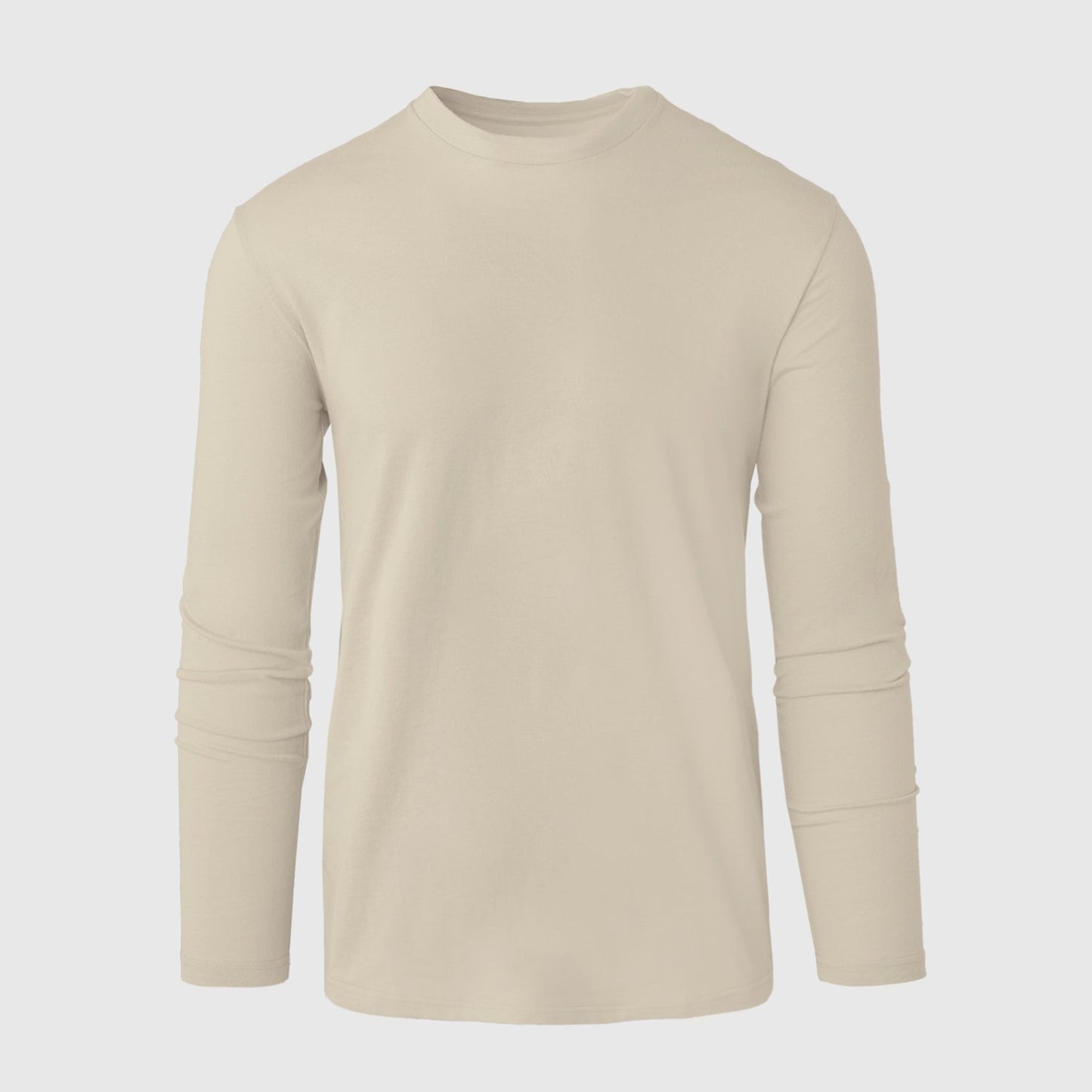 Light Khaki Long Sleeve Crew Neck Tee