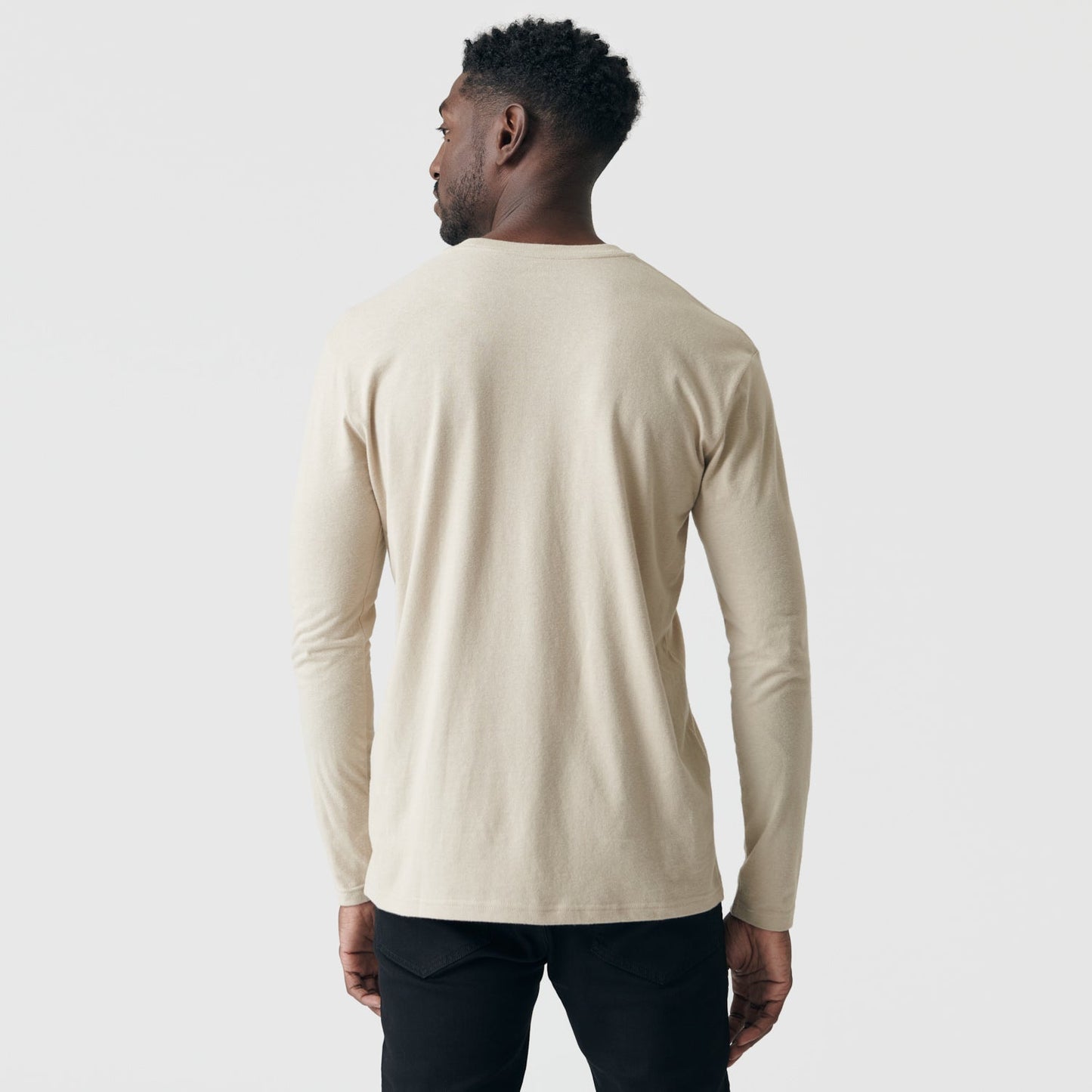 Light Khaki Long Sleeve Crew Neck Tee