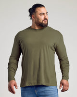 Military Green Classic Long Sleeve Crew Neck