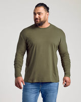 Military Green Classic Long Sleeve Crew Neck