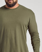 Military Green Classic Long Sleeve Crew Neck