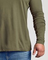 Military Green Classic Long Sleeve Crew Neck