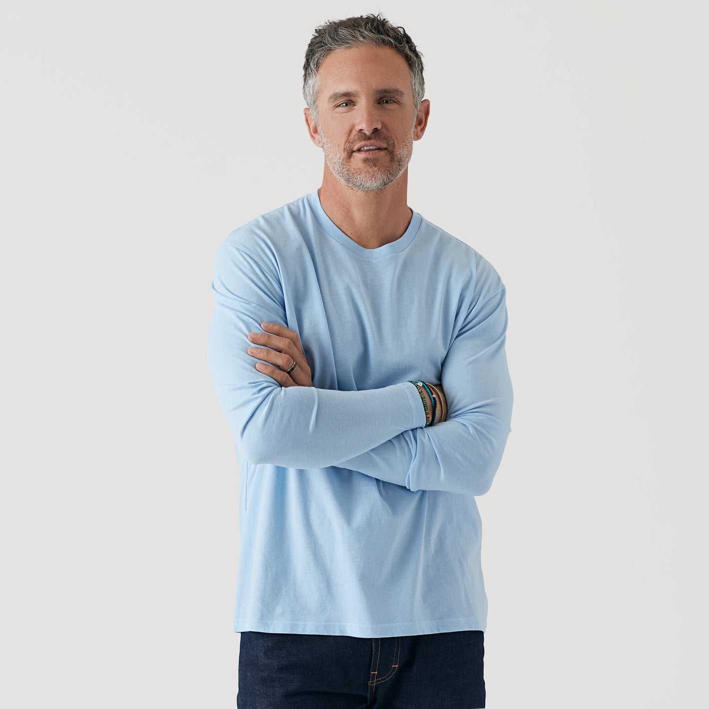 Oxford Blue Long Sleeve Crew Neck Tee