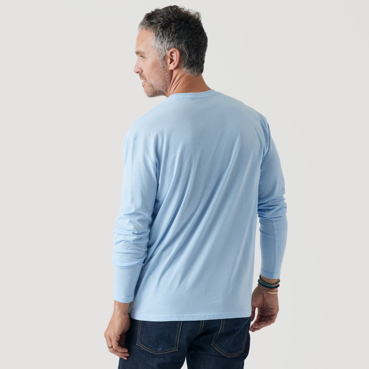 Oxford Blue Long Sleeve Crew Neck Tee