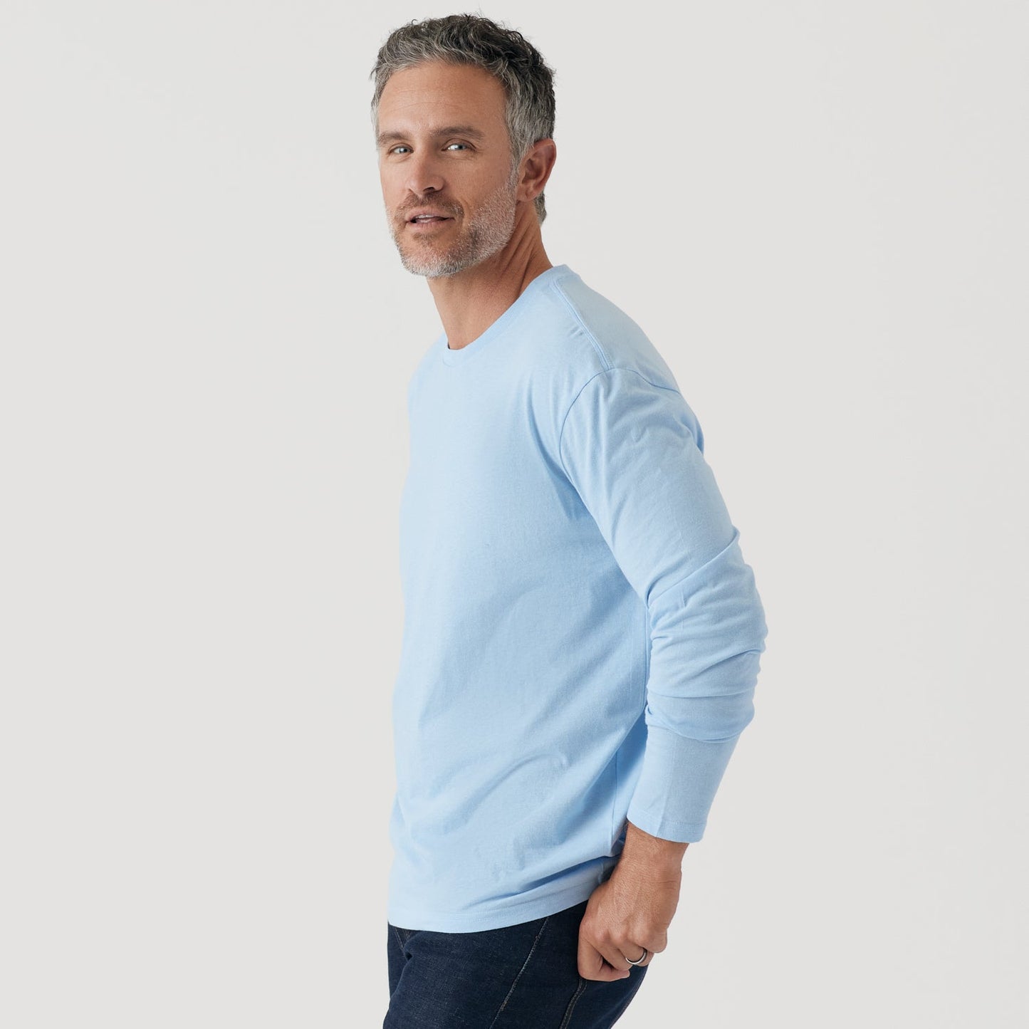 Oxford Blue Long Sleeve Crew Neck Tee