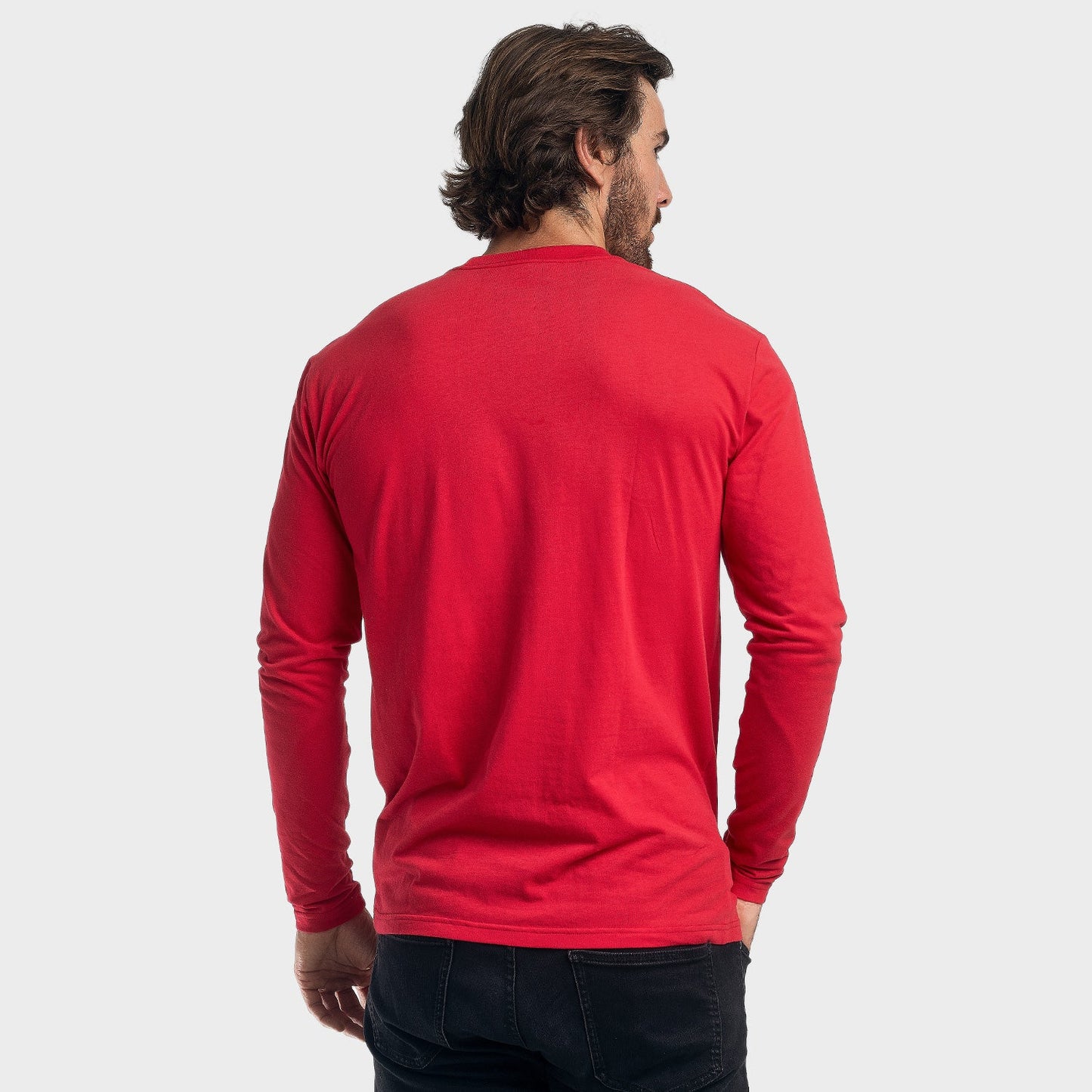 Red Long Sleeve Crew Neck Tee
