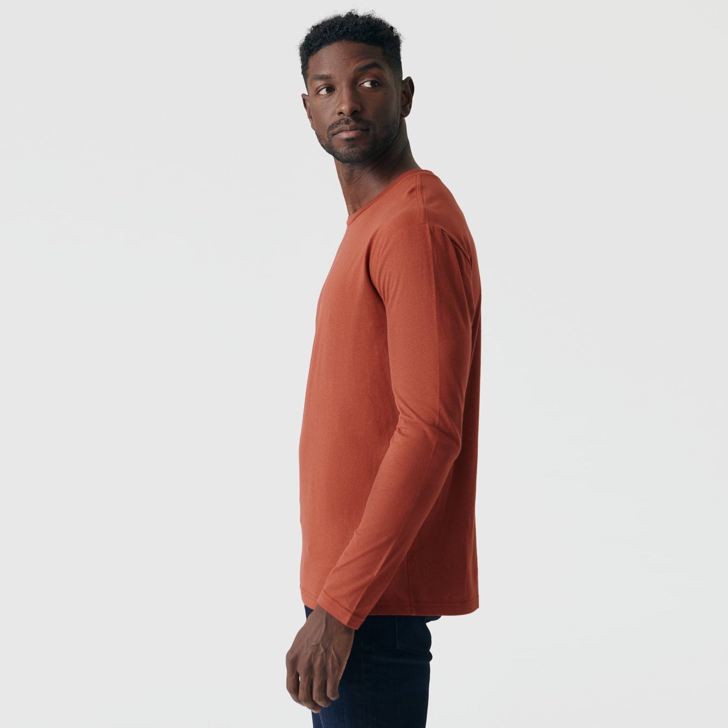Rust Long Sleeve Crew Neck Tee