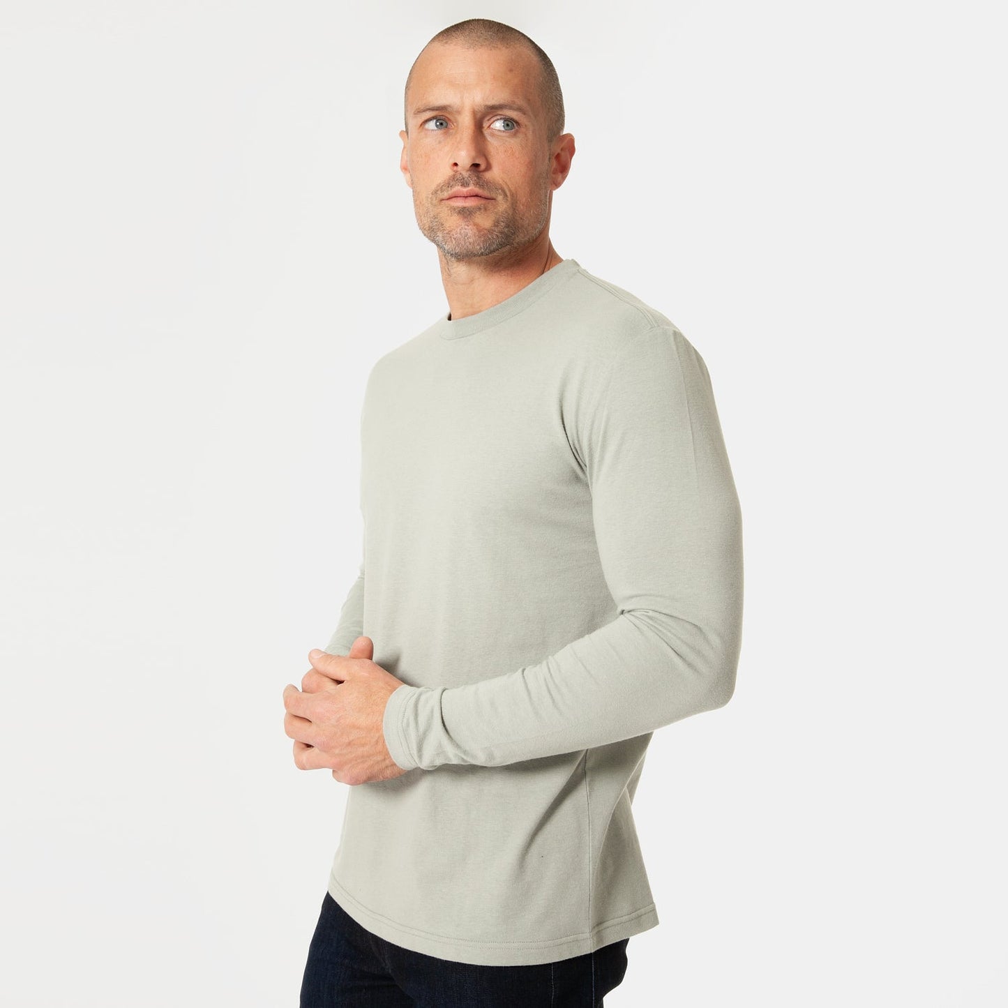 Slate Green Long Sleeve Crew Neck Tee