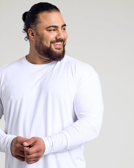 White Classic Long Sleeve Crew Neck