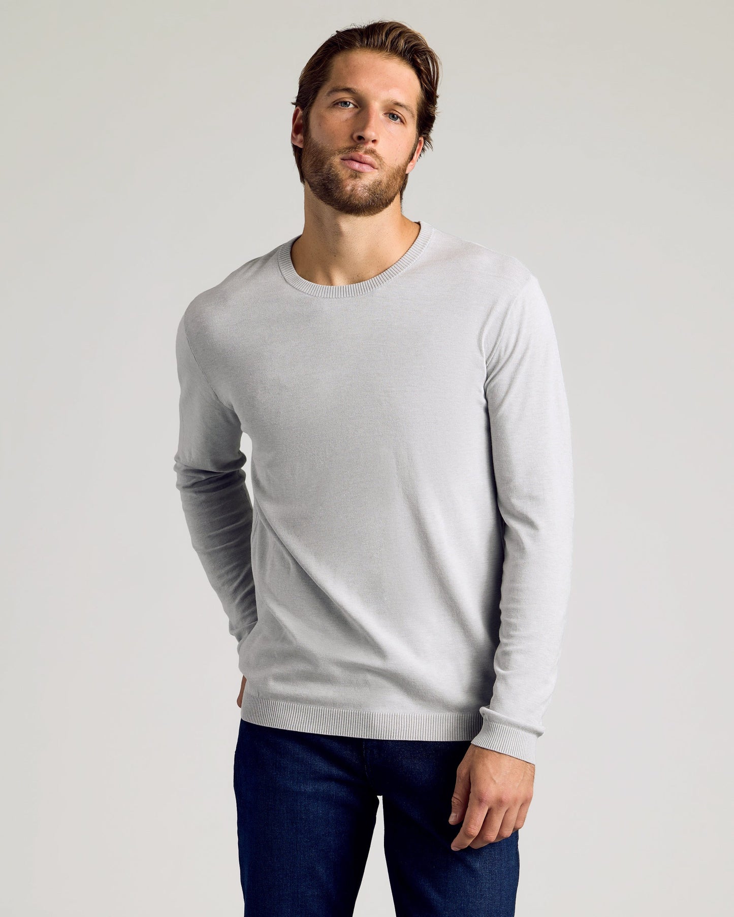 Heather Gray Dressy Crew Neck Sweater