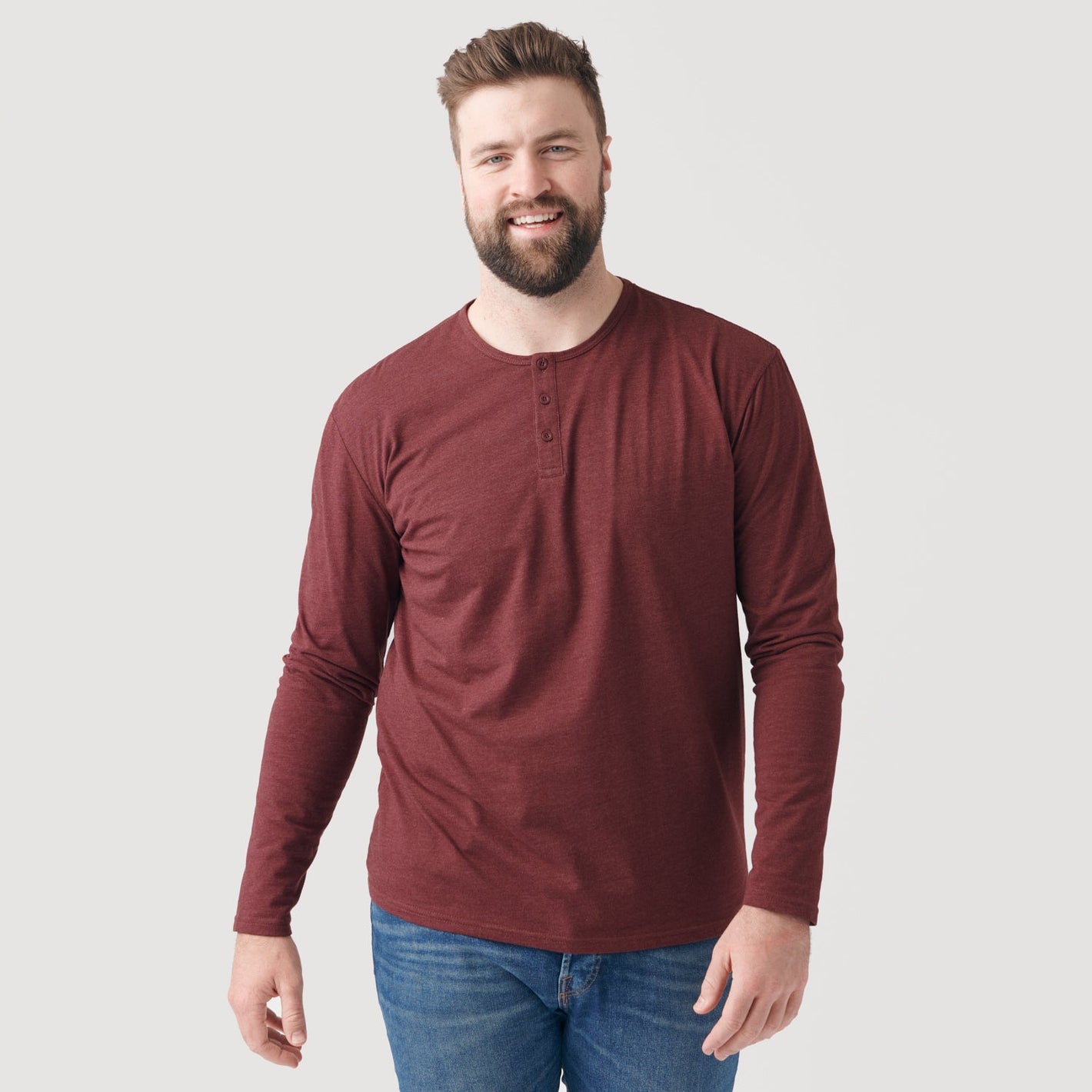 Heather Burgundy Classic Long Sleeve Henley