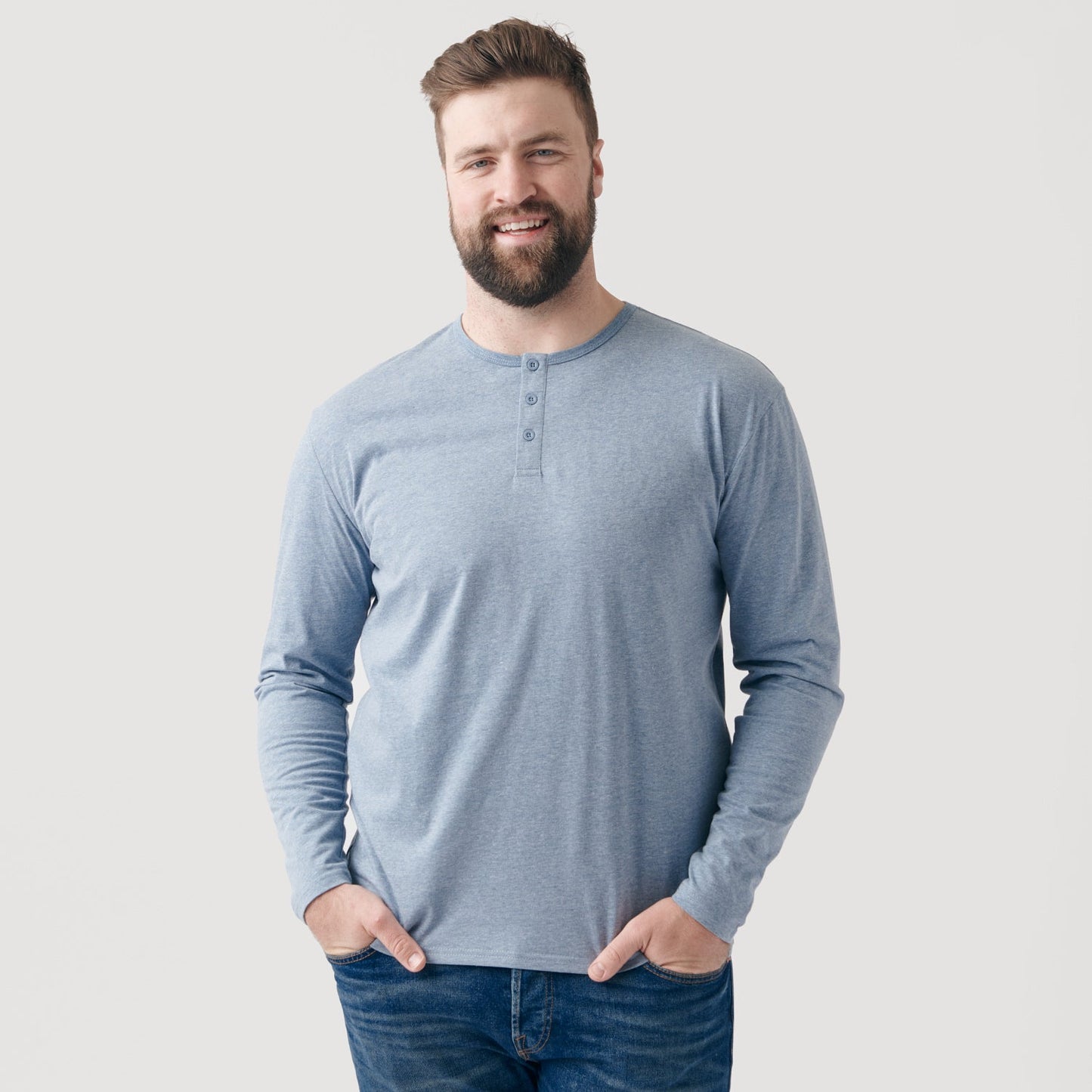 Heather Indigo Classic Long Sleeve Henley