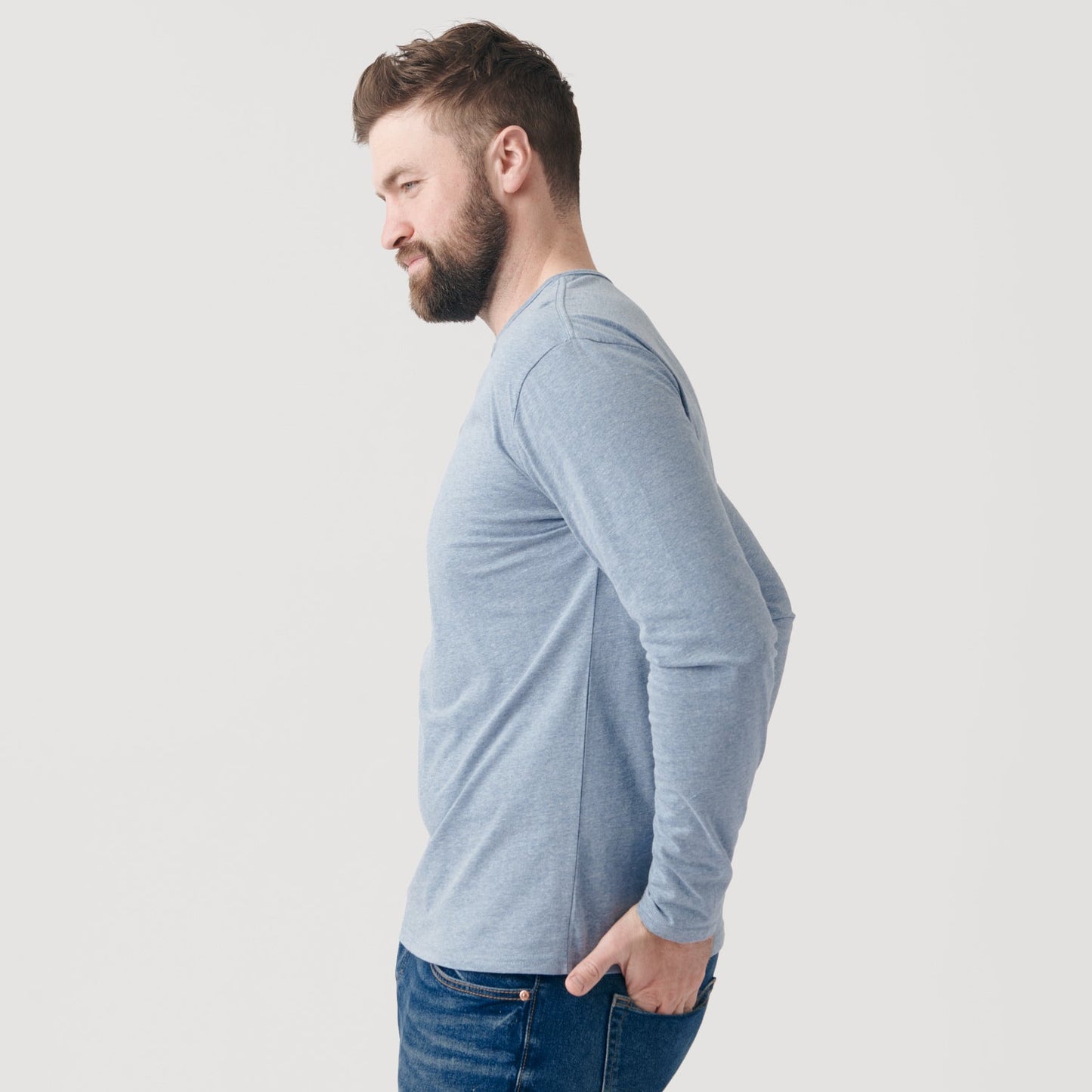 Heather Indigo Classic Long Sleeve Henley