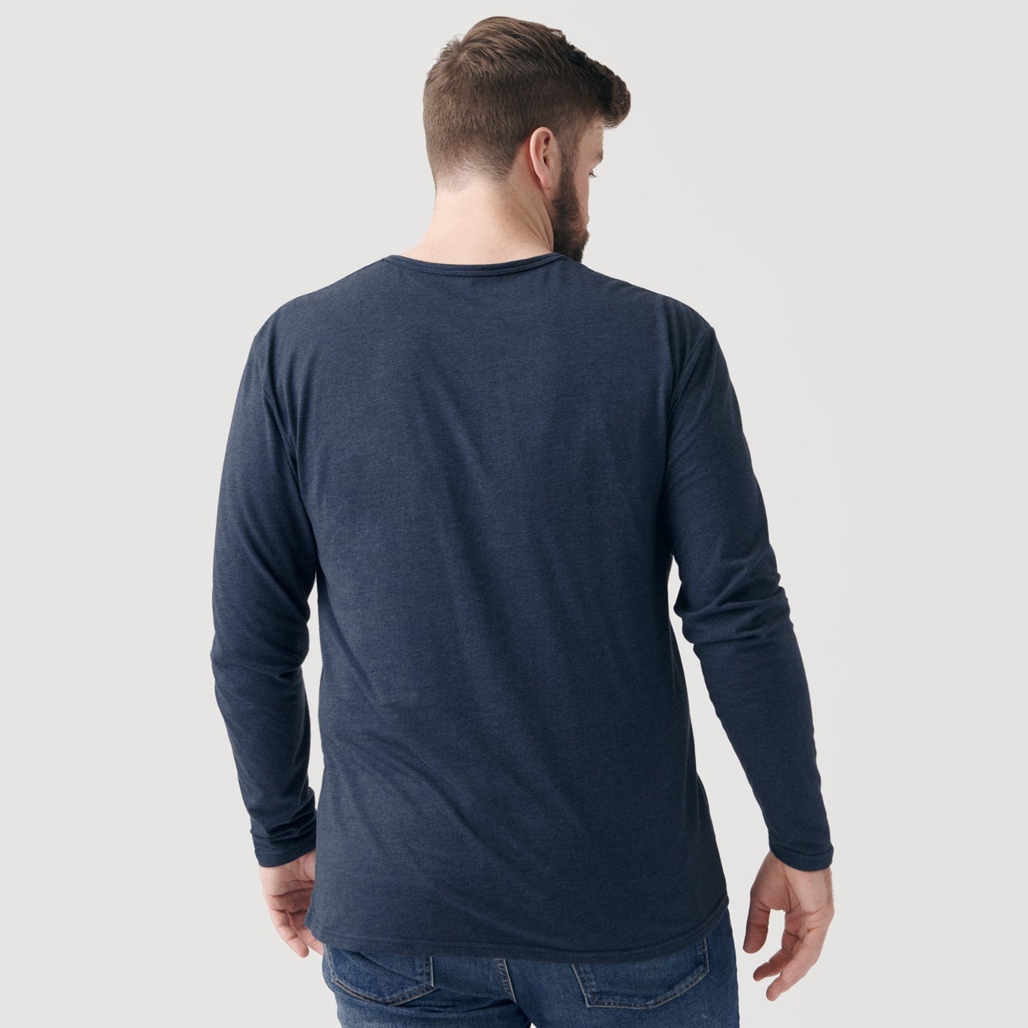 Heather Navy Classic Long Sleeve Henley