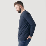 Heather Navy Classic Long Sleeve Henley