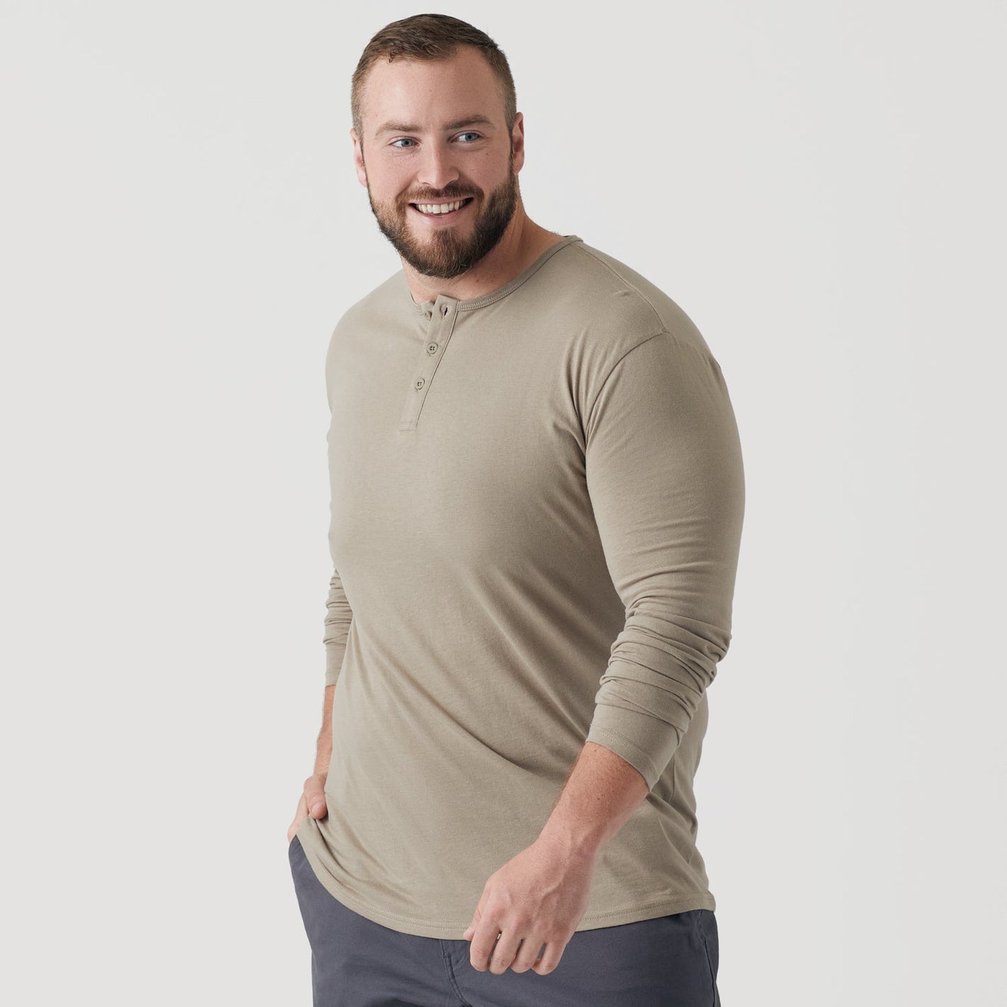 Military Beige Classic Long Sleeve Henley