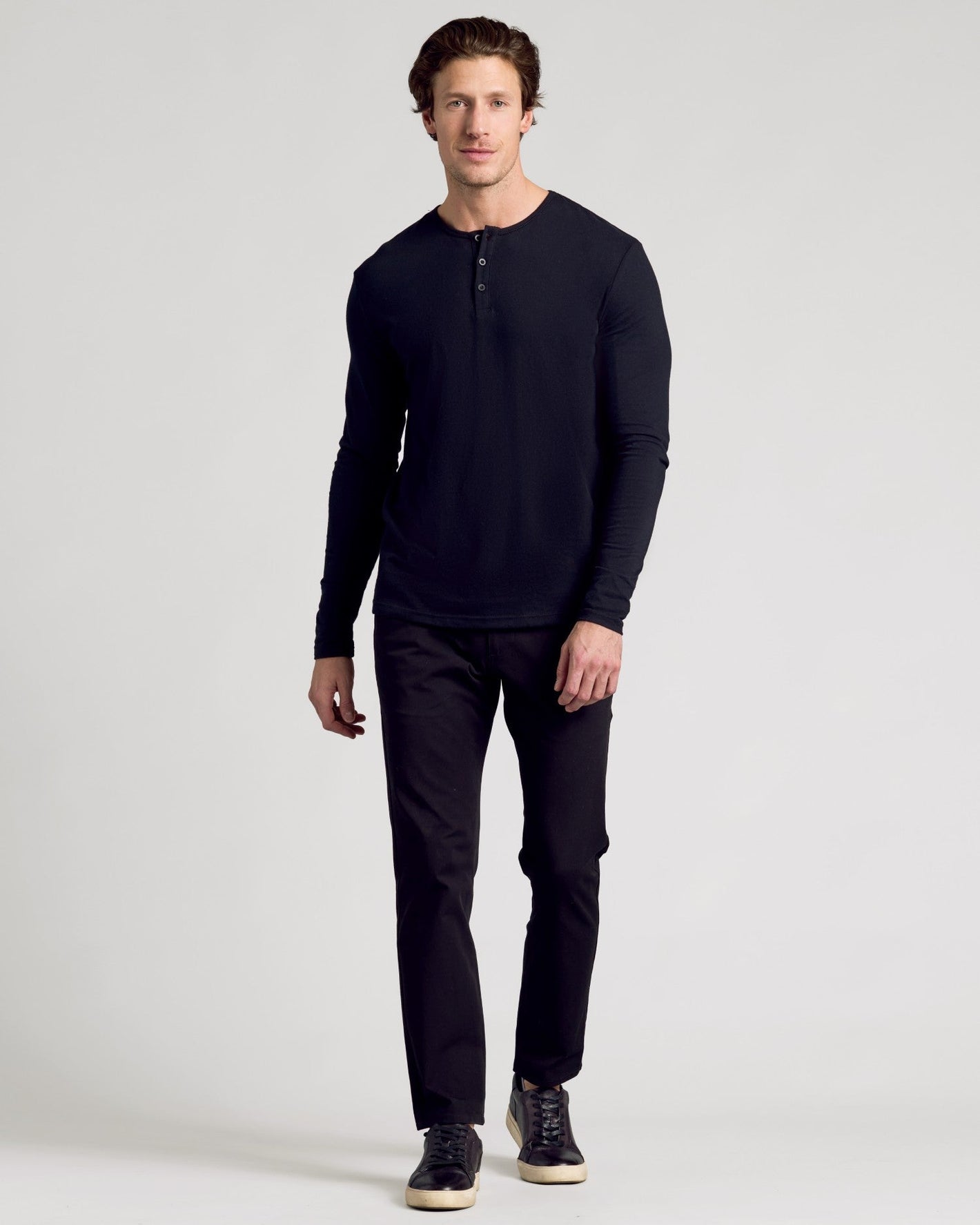 Black Classic Long Sleeve Henley
