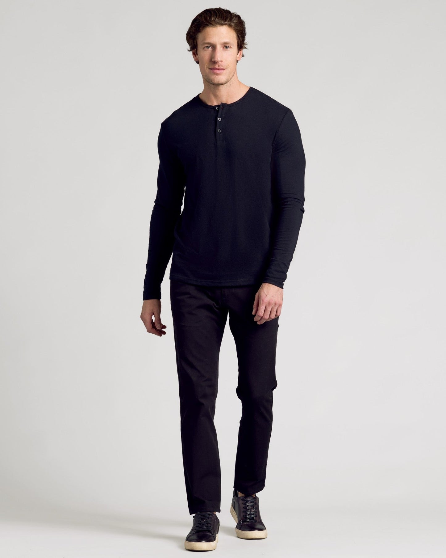 Black Classic Long Sleeve Henley