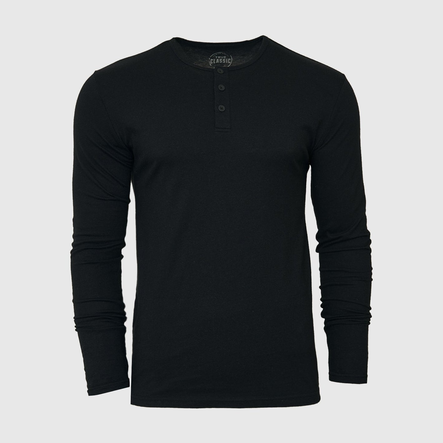 Black Classic Long Sleeve Henley