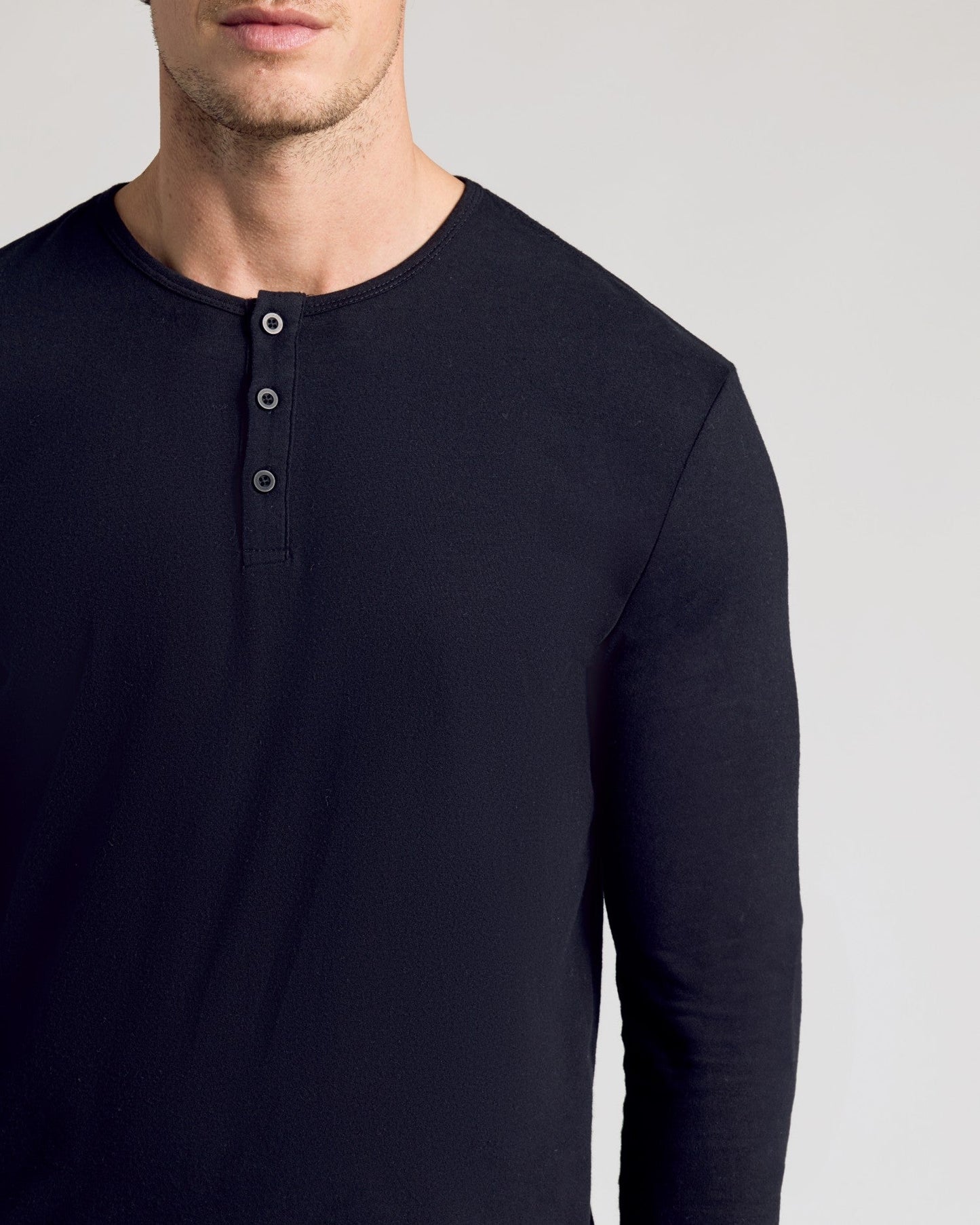 Black Classic Long Sleeve Henley