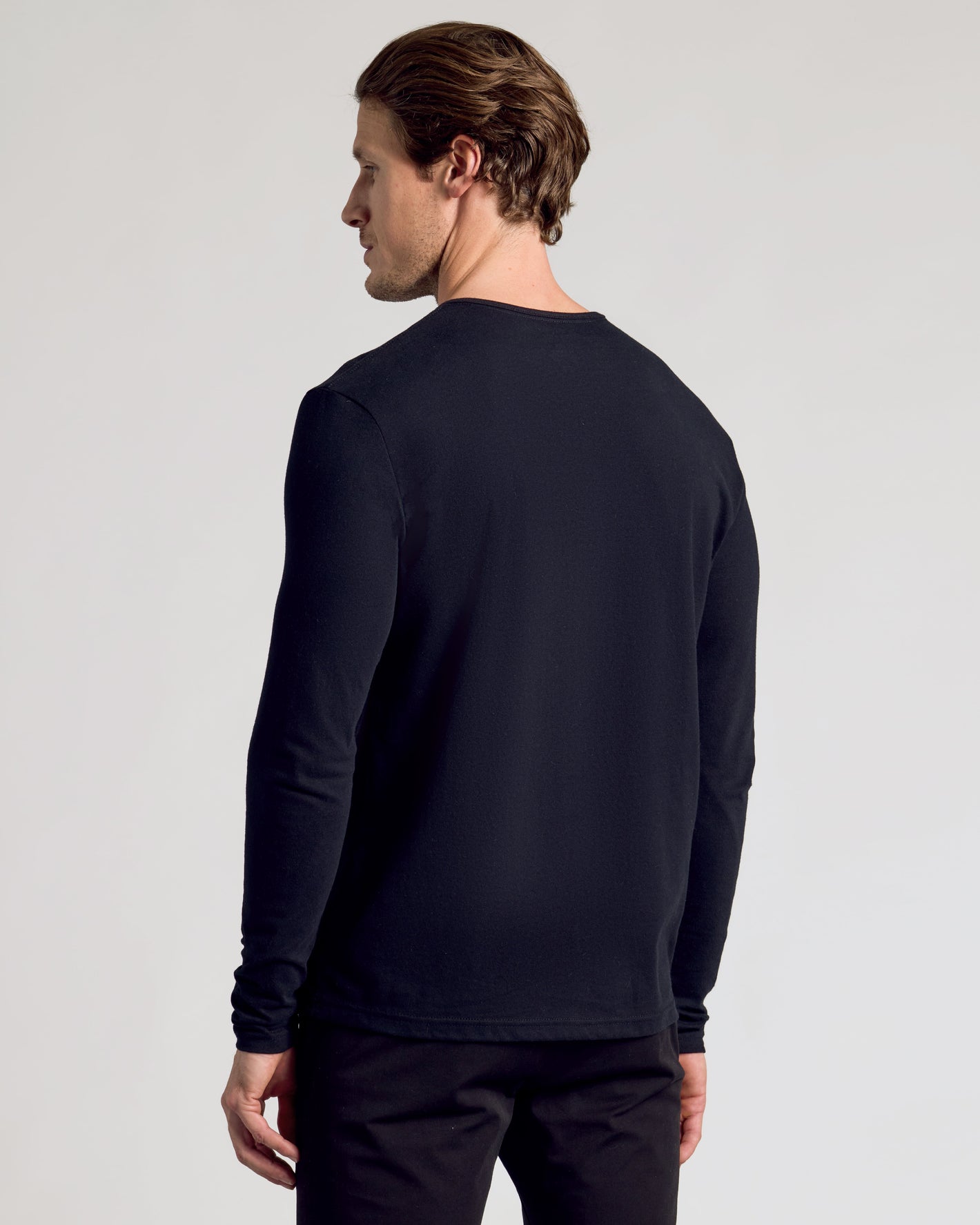 Black Classic Long Sleeve Henley