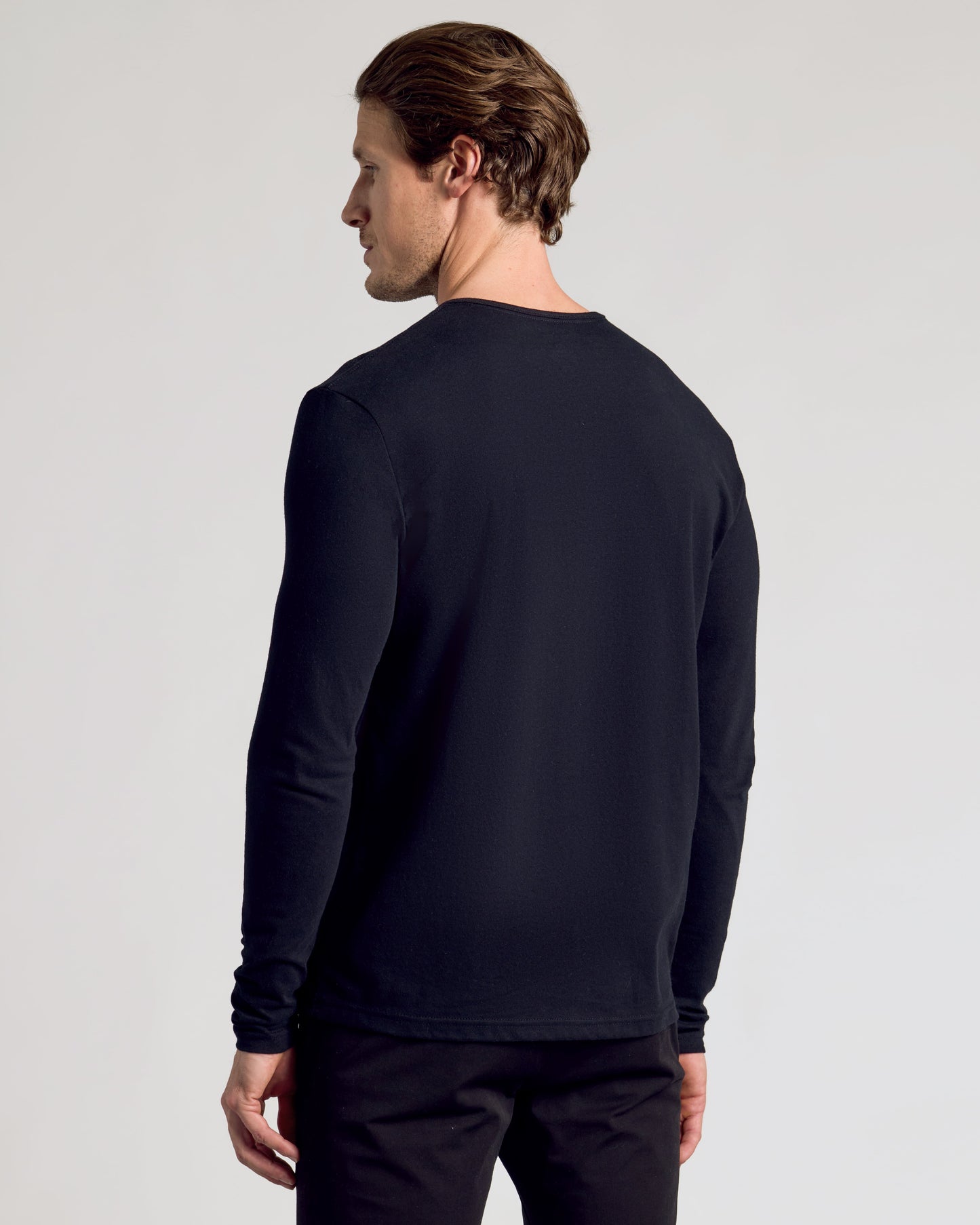 Black Classic Long Sleeve Henley