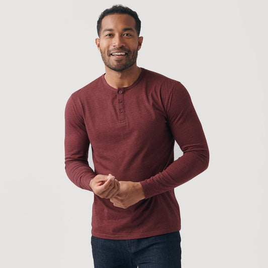 Heather Burgundy Classic Long Sleeve Henley