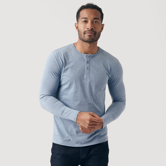 Heather Indigo Classic Long Sleeve Henley