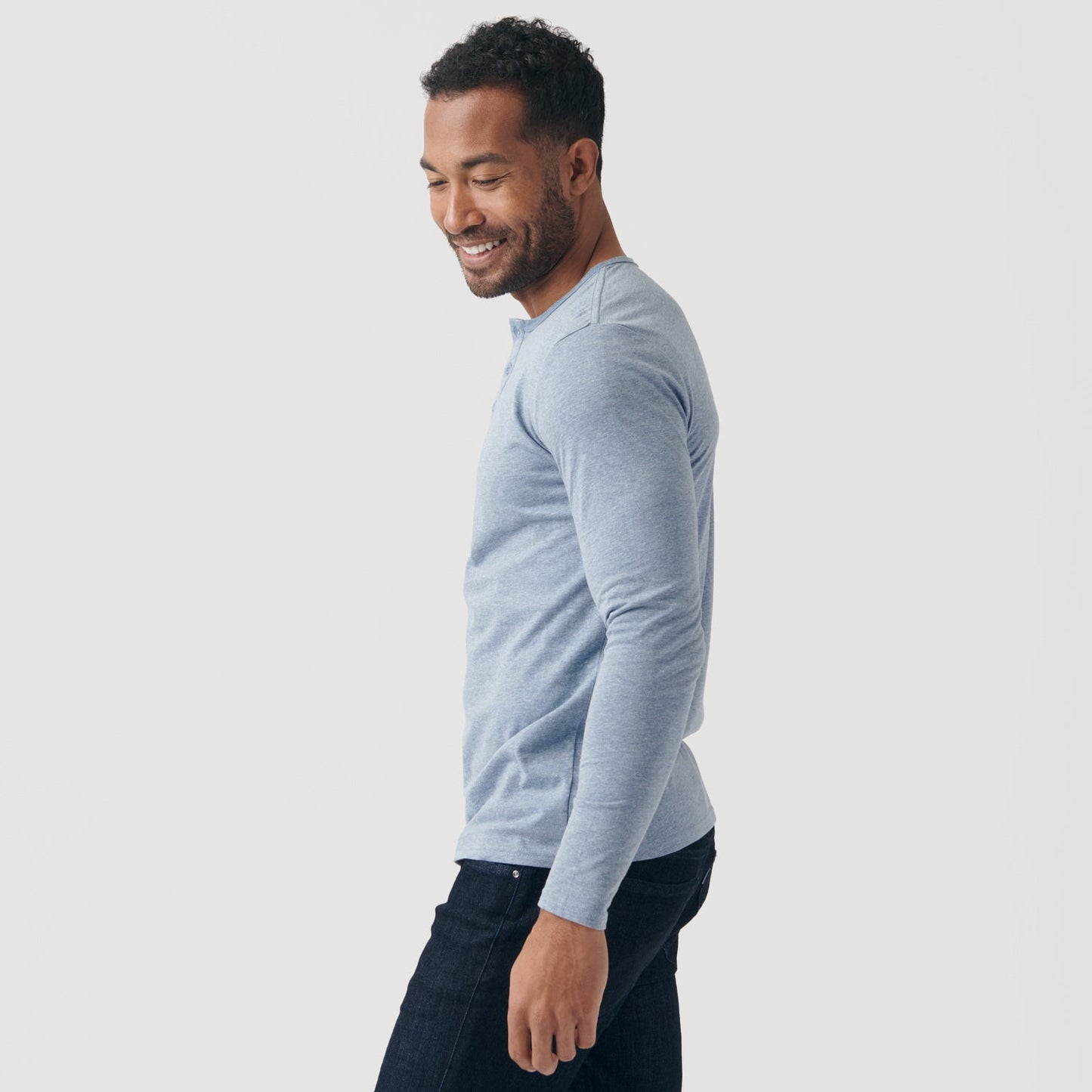 Heather Indigo Classic Long Sleeve Henley