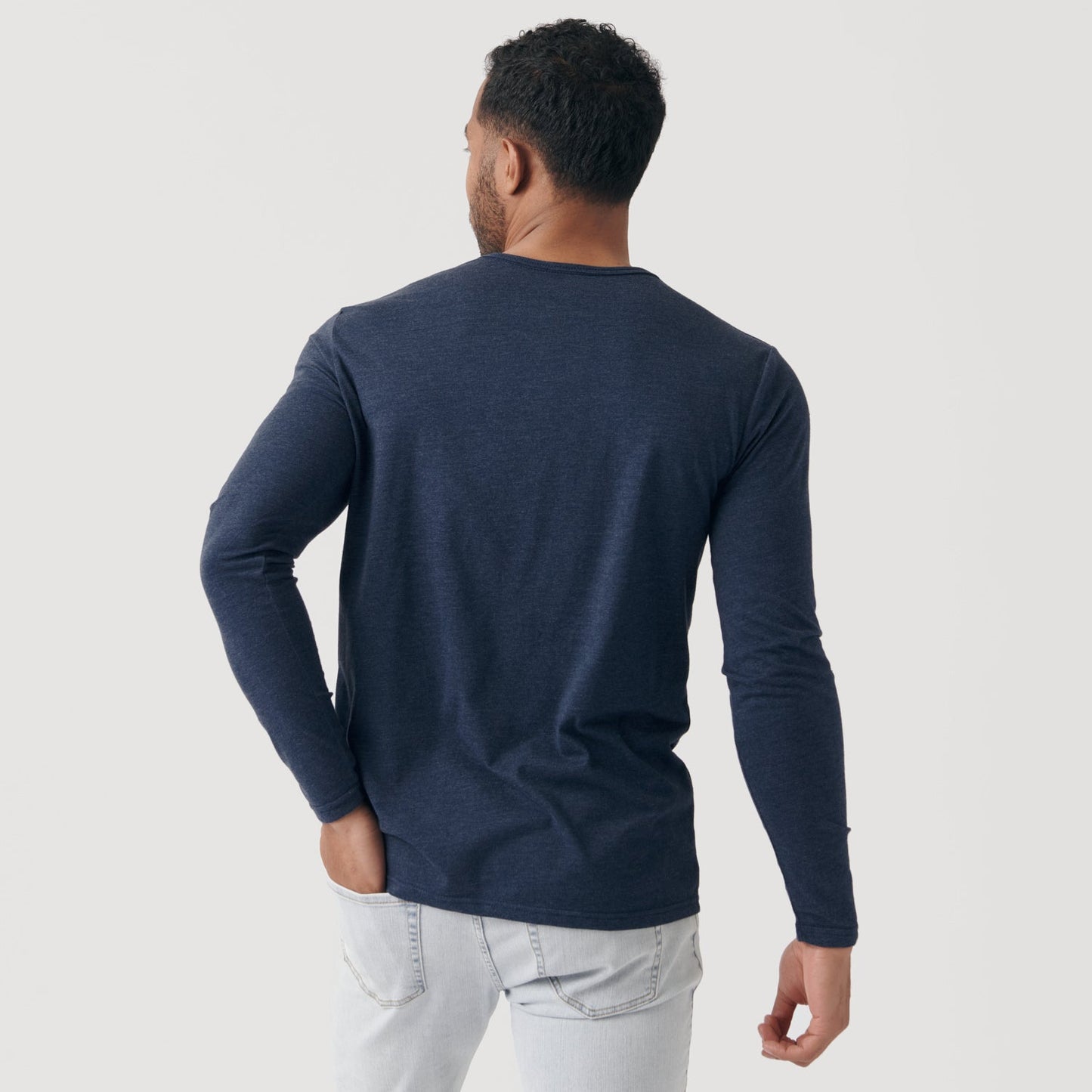 Heather Navy Classic Long Sleeve Henley