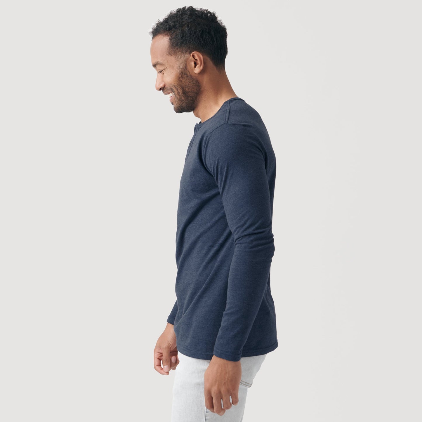 Heather Navy Classic Long Sleeve Henley