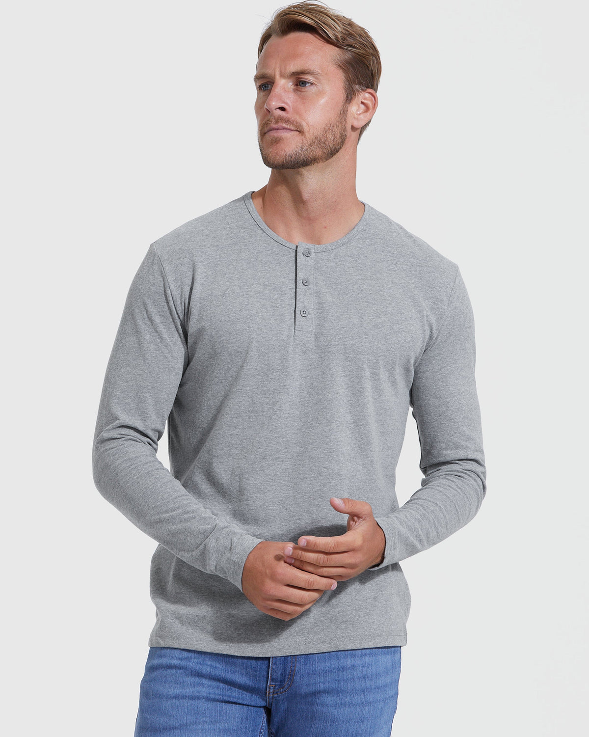 Heather Gray Classic Long Sleeve Henley