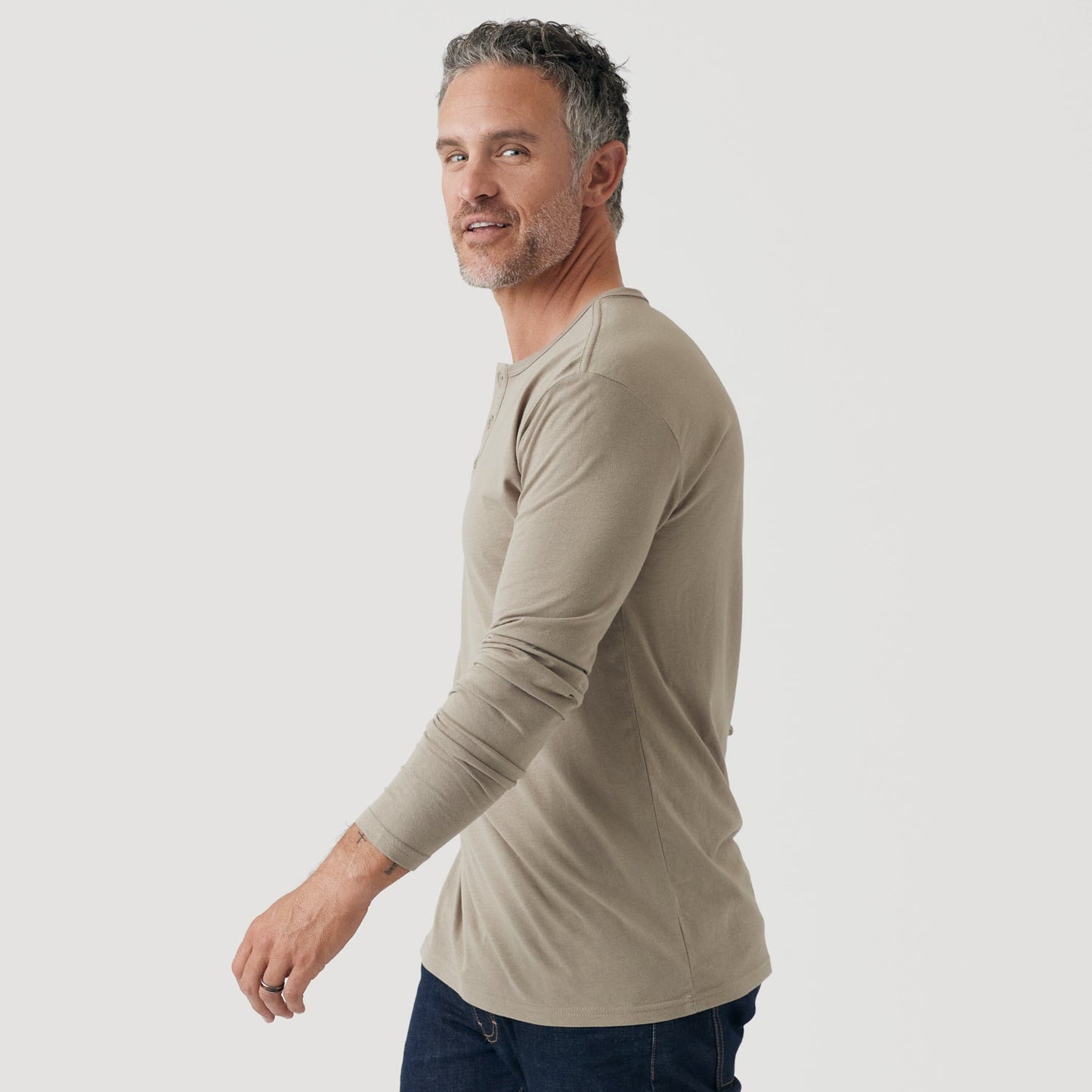 Military Beige Classic Long Sleeve Henley