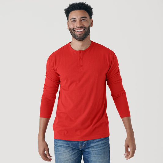 True Red Classic Long Sleeve Henley