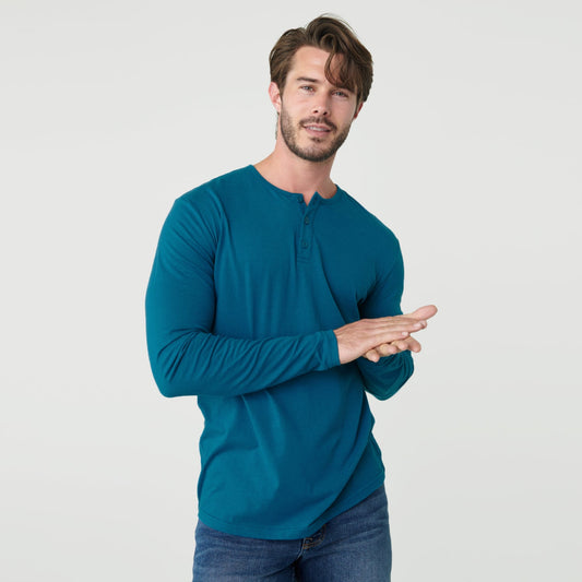 Teal Classic Long Sleeve Henley