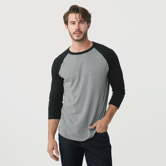 Heather Gray/Black Baseball Raglan